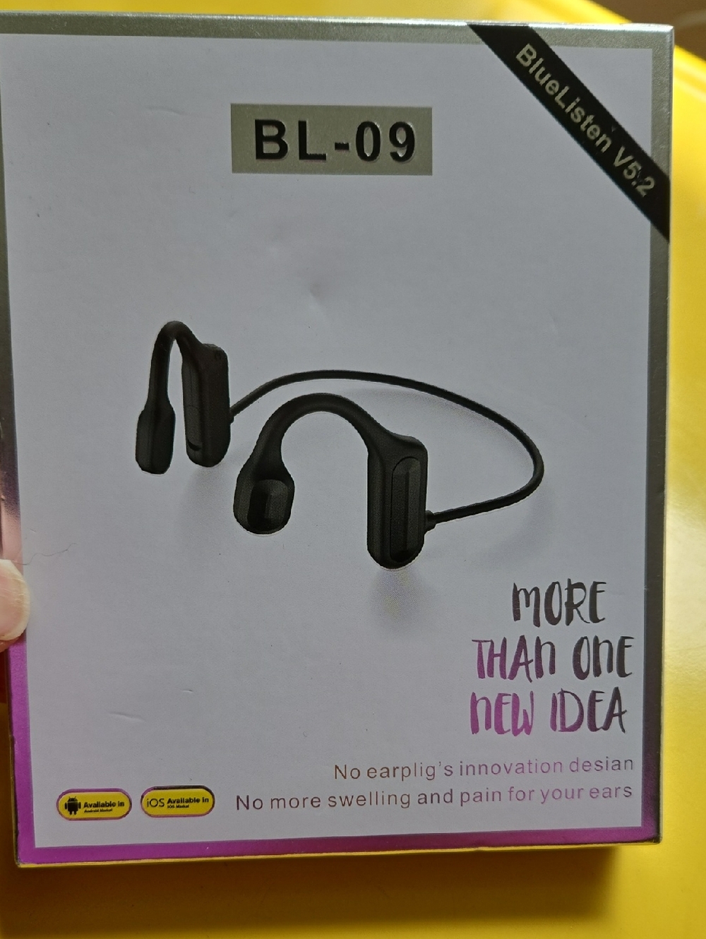 NIB BlueListen BL-09 Bone Conduction Wireless Headphones - Black (BIN 009)